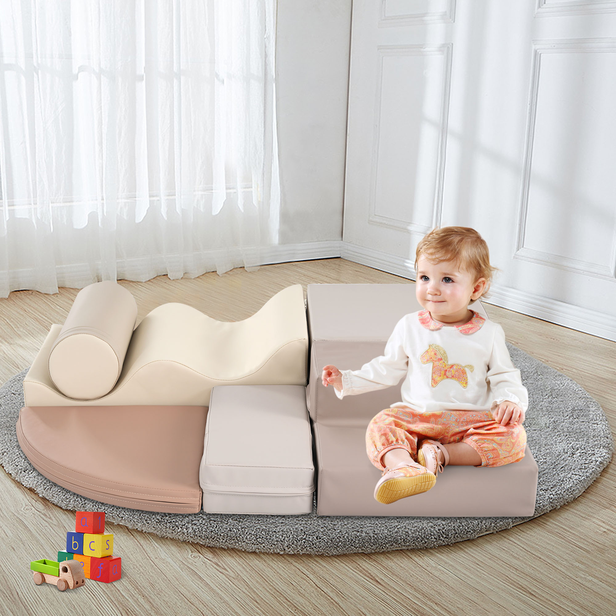 Soft Climb And Crawl Foam Playset 6 In 1, Soft Play Equipment Climb And Crawl Playground For Kids,Kids Crawling And Climbing Indoor Active Play Structure_voghion.com