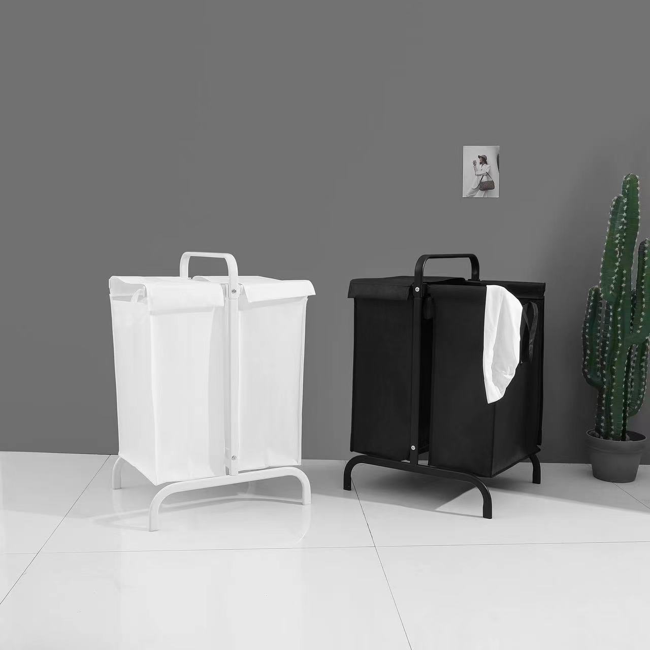 2-Tier Laundry Hamper 110L Large Oxford Clothes Basket Sorter With, Lid And Sorting Cards For Clothes & Toys Storage,Black
