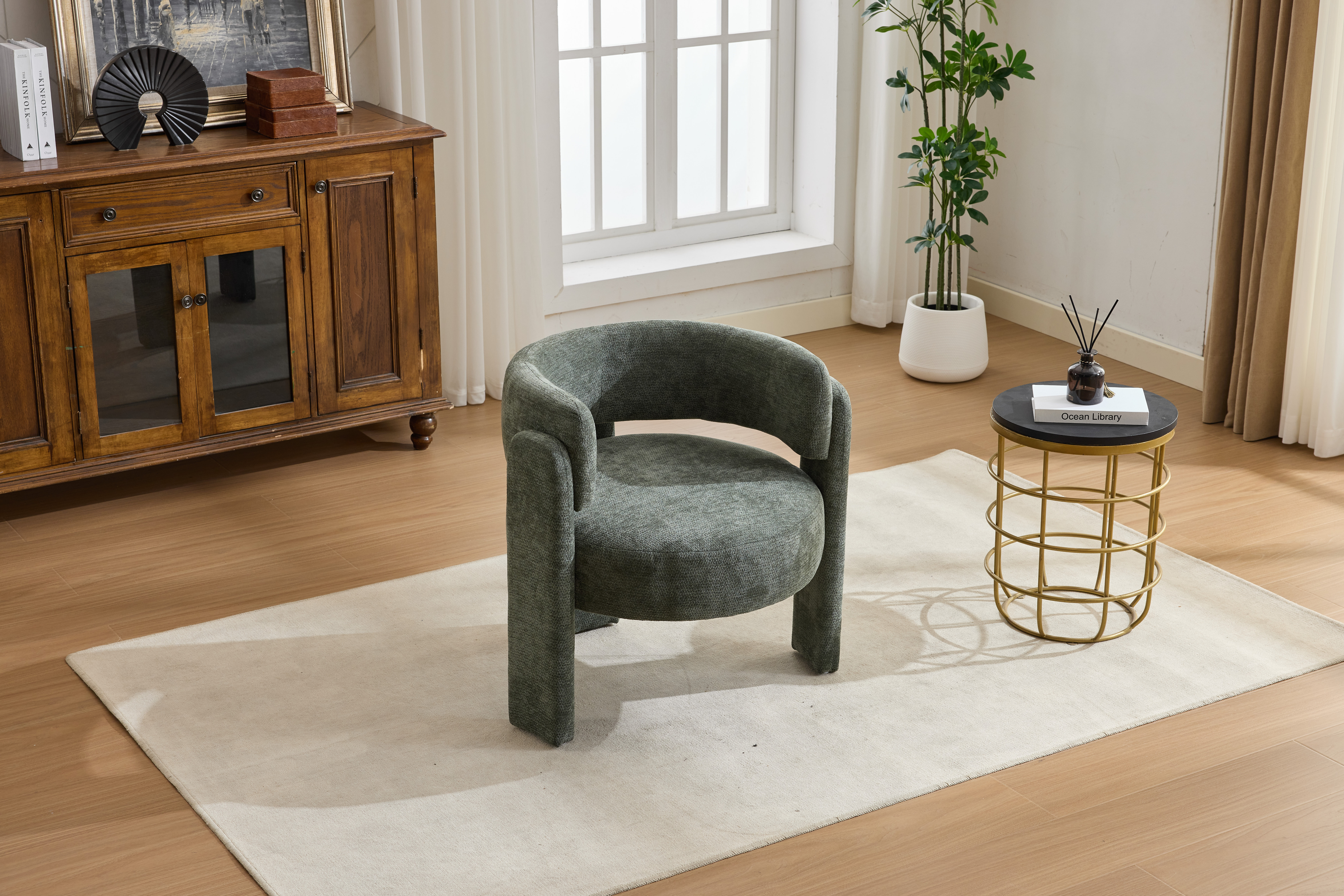 Modern Accent Chair, Contemporary Boucle Fabric Accent Armchair Comfy Upholstered Leisure Single Sofa Chair For Living Room Bedroom Apartment Office - Green