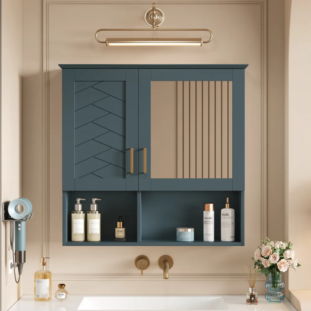 2-in-1 Bathroom Mirror Cabinet, 30 Inch Wall Mounted Medicine Cabinet With Adjustable Shelves & Soft Close Doors, High-Define Mirror With Storage For Bathroom Vanity