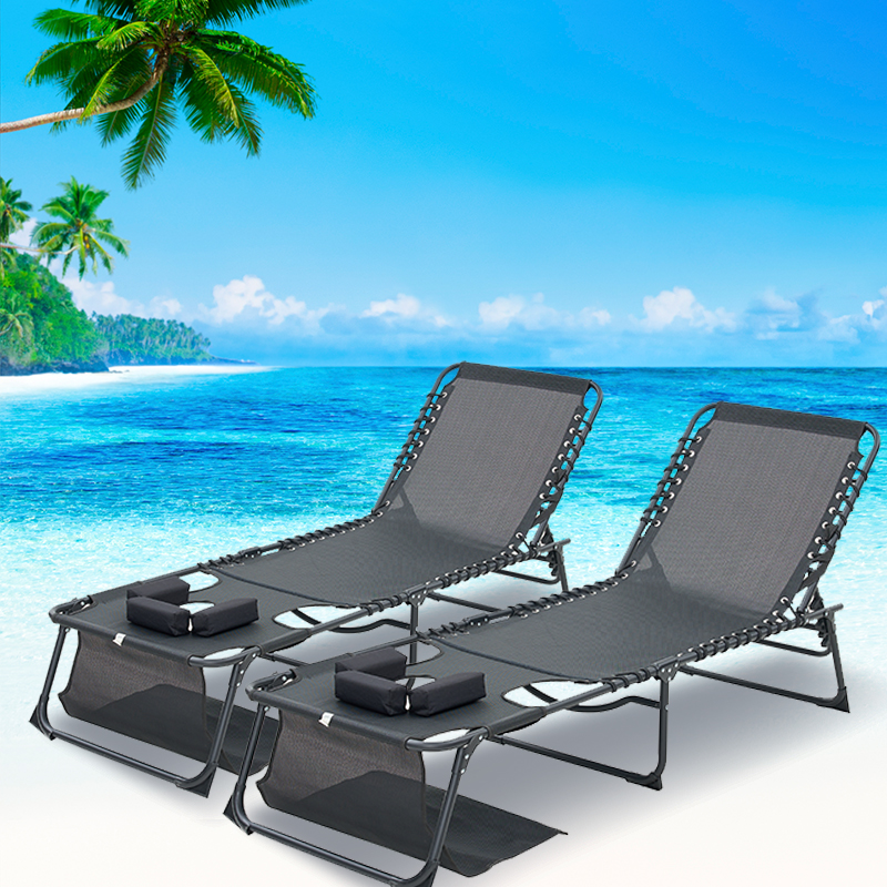 Face Down Chaise Lounge Chair 5-Position Adjustable Sunbathing, Foldable Tanning Chair With Face& Arm Holes, Outdoor Recliner Chair For Pool, Beach, Patio, Lawn Black, 2 Pcs
