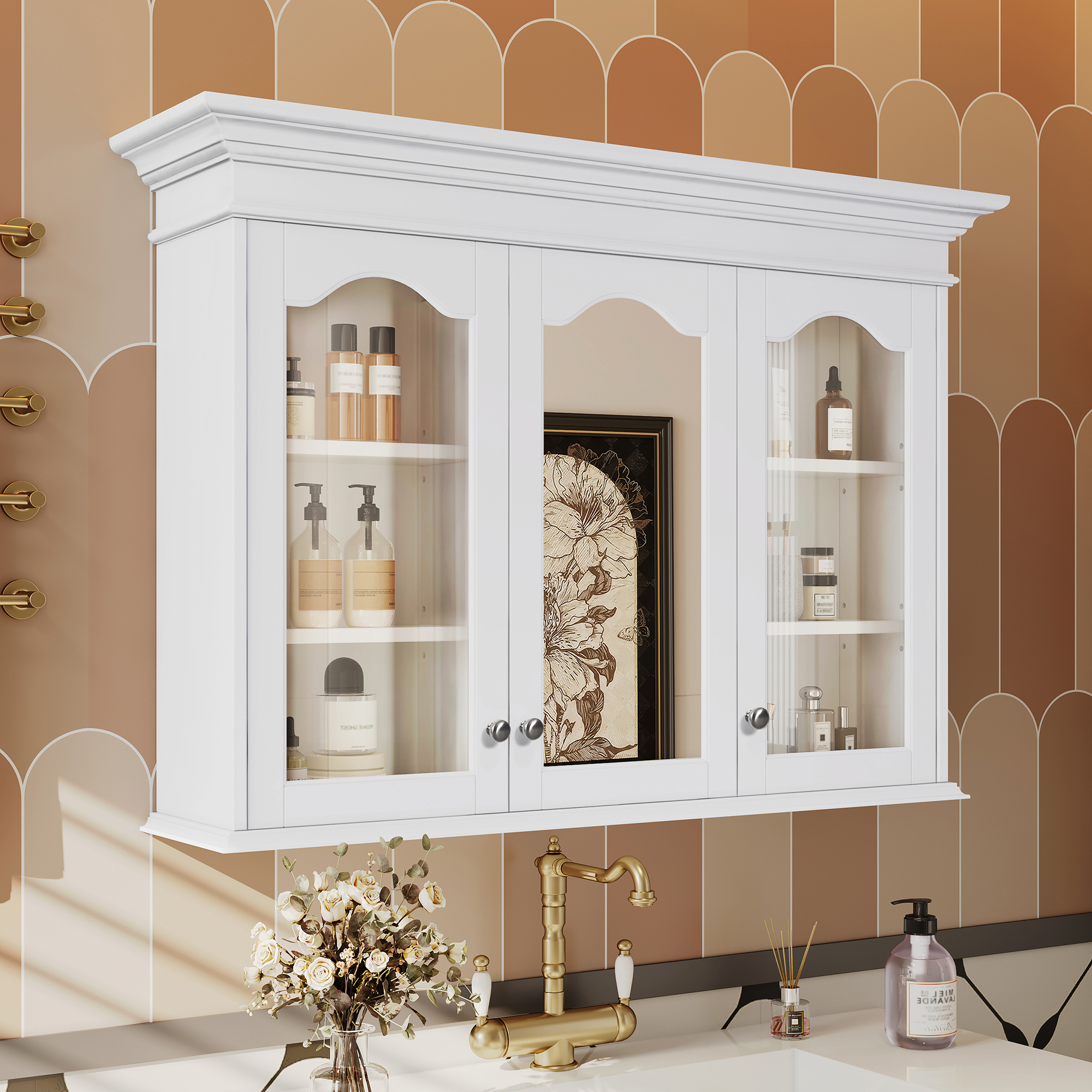40 Medicine Cabinet With Mirror, Bathroom Storage Cabinet With Mirror Door And Shelves, Wall Mounted Bathroom Cabinet With Glass Doors_voghion.com
