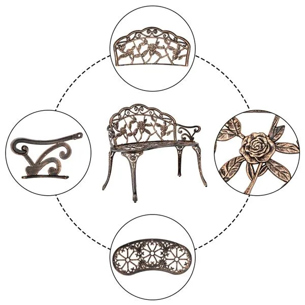 38.5" Cast Aluminum Outdoor Courtyard Decoration Park Leisure Rose Chair(SAME AS 05671529) image 5