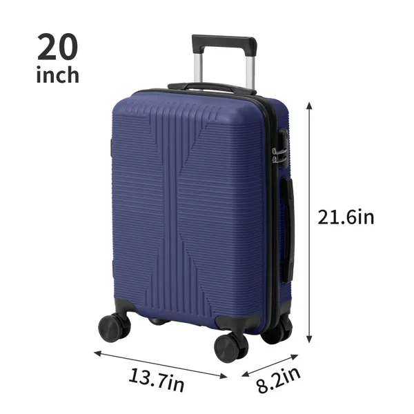 Non-TSA Customs Lock 2-in-1 PP Trolley Case, 12in/20in PP, Navy Blue