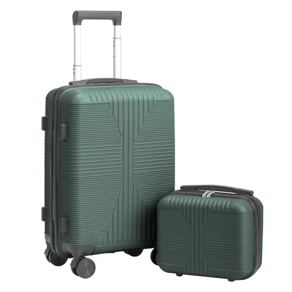 Non-TSA Customs Lock 2-in-1 PP Trolley Case, 12in/20in, PP Dark Green