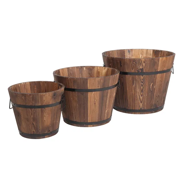 Outdoor Reinforced And Anticorrosive Wooden Pot Set Of Three(SAME AS 41101629)