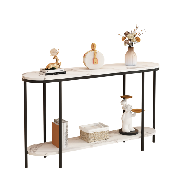 [Same Model Code: 40085878]Console Table 2 Tier Narrow Entryway Table With Storage Shelves Faux Marble…