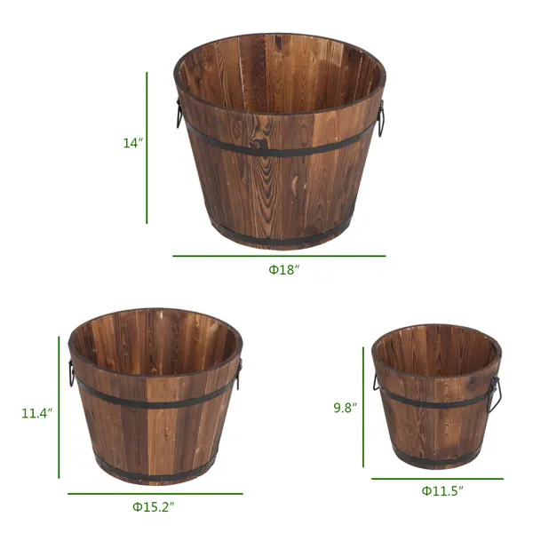 Outdoor Reinforced And Anticorrosive Wooden Pot Set Of Three(SAME AS 41101629)