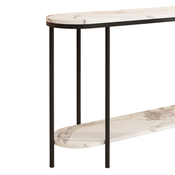 [Same Model Code: 40085878]Console Table 2 Tier Narrow Entryway Table With Storage Shelves Faux Marble… image 2