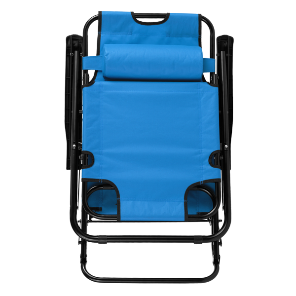 [Same Model Code: 75407956]Folding Chaise Lounge Chair For Outdoor, 2-in-1 Portable Tanning Chair With Pillow, Adjustable Recliner Chair For Beach Camping Pool, Blue