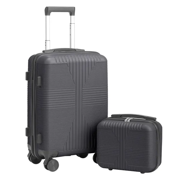 Non-TSA Customs Lock 2-in-1 PP Trolley Case, 12in/20in, PP, Dark Gray