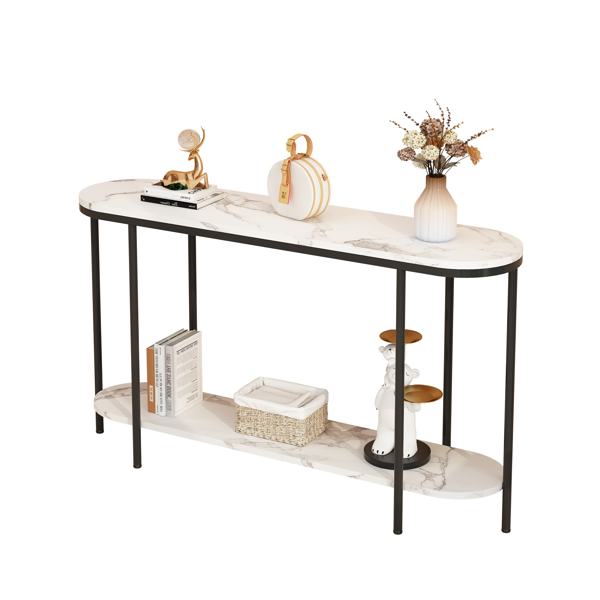 [Same Model Code: 40085878]Console Table 2 Tier Narrow Entryway Table With Storage Shelves Faux Marble… image 5