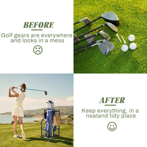 Golf Bag Storage Garage Organizer,Golf Club Bag Storage Rack For Garage, Extra Storage Rack For Golf Clubs,Golf Bag Organizer Fit For Garage,Shed,Basement