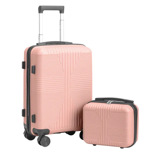 Non-TSA Customs Lock 2-in-1 PP Trolley Case, 12in/20in PP, Rose Gold