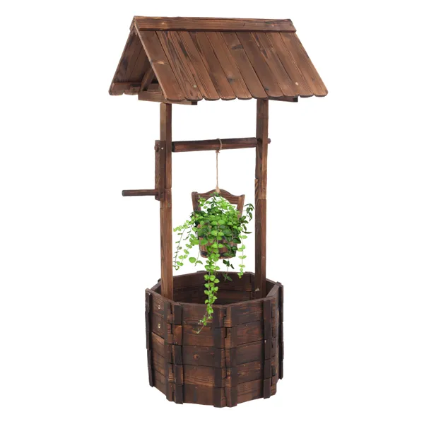 Outdoor Reinforced And Anticorrosive Wooden Wishing Well Flowerpot (SAME AS 26166619)