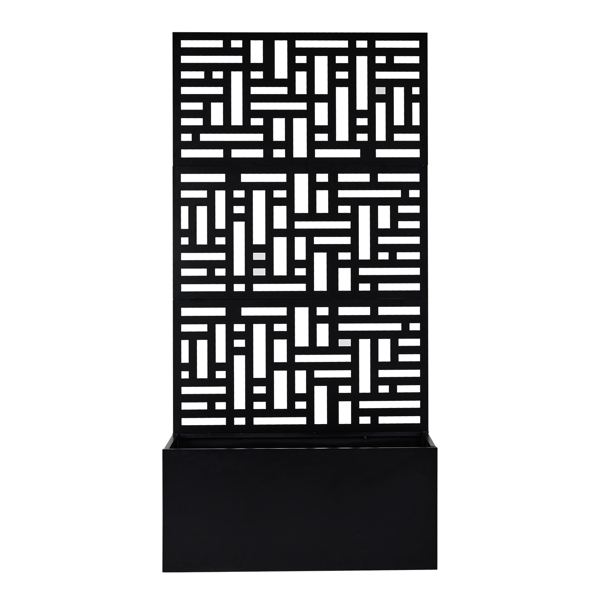 [Same Code: 96402386, 14765806]Metal Garden Bed With Trellis, 70 Inch Height Metal Planter Box With Trellis, Garden Box For Climbing Plants Vegetable, Metal Garden Bed With Drainage Holes, Black