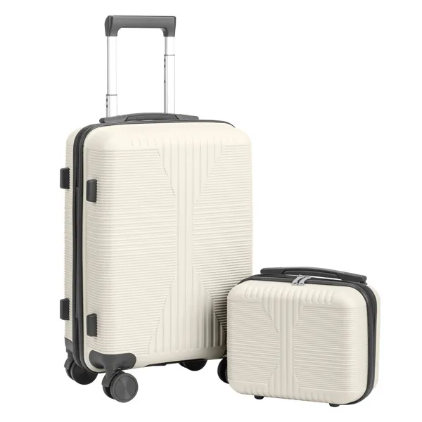 Non-TSA Customs Lock 2-in-1 PP Trolley Case, 12in/20in, PP Off-white