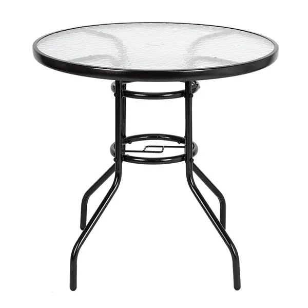 Outdoor Dining Table Round Toughened Glass Table Yard Garden Glass Table(SAME AS 93152635)