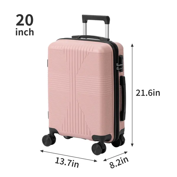 Non-TSA Customs Lock 2-in-1 PP Trolley Case, 12in/20in PP, Rose Gold