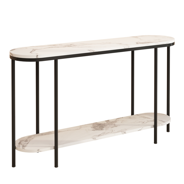 [Same Model Code: 40085878]Console Table 2 Tier Narrow Entryway Table With Storage Shelves Faux Marble… image 4