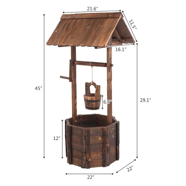 Outdoor Reinforced And Anticorrosive Wooden Wishing Well Flowerpot (SAME AS 26166619)