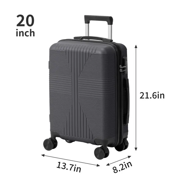 Non-TSA Customs Lock 3-in-1 PP Trolley Case, 20in, 24in, 28in, PP, Dark Gray