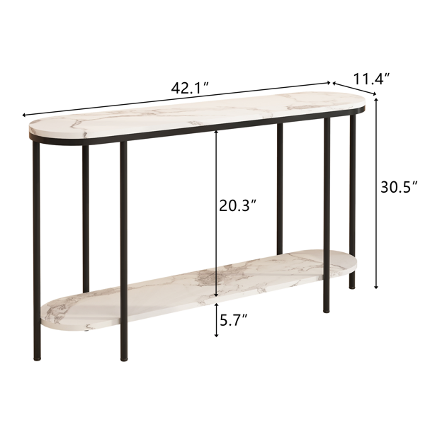 [Same Model Code: 40085878]Console Table 2 Tier Narrow Entryway Table With Storage Shelves Faux Marble… image 3