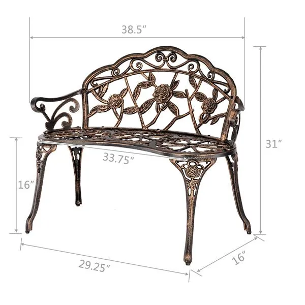 38.5" Cast Aluminum Outdoor Courtyard Decoration Park Leisure Rose Chair(SAME AS 05671529) image 4