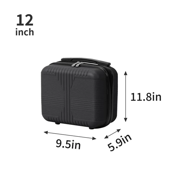 Non-TSA Customs Lock 2-in-1 PP Trolley Case, 12in/20in, PP, Black