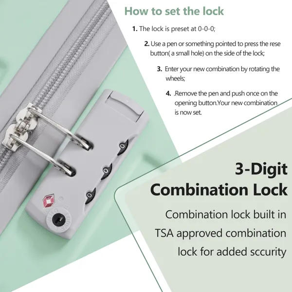 20 Inch Carry On Luggage Set 3 Piece With Spinner Wheels, Lightweight Hardshell ABS Suitcase For Weedend Getaways, Business Travel
