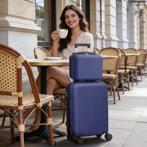 Non-TSA Customs Lock 2-in-1 PP Trolley Case, 12in/20in PP, Navy Blue