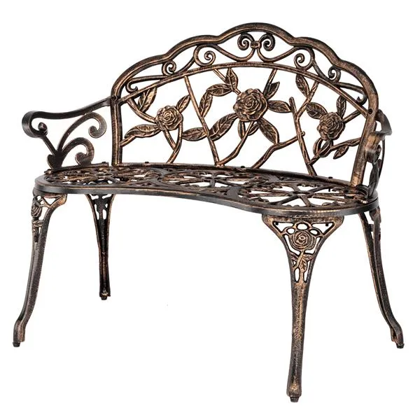 38.5" Cast Aluminum Outdoor Courtyard Decoration Park Leisure Rose Chair(SAME AS 05671529)
