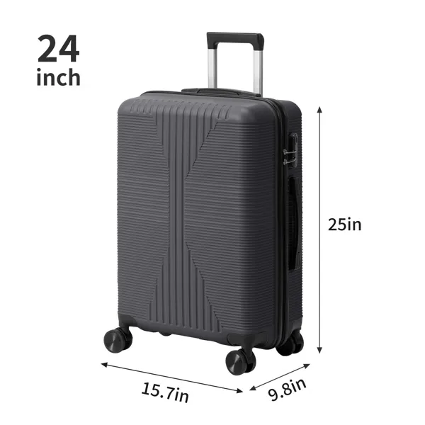 Non-TSA Customs Lock 3-in-1 PP Trolley Case, 20in, 24in, 28in, PP, Dark Gray