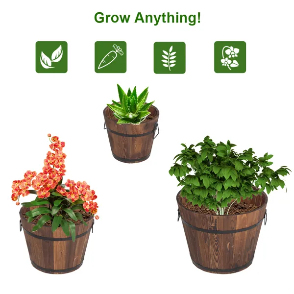 Outdoor Reinforced And Anticorrosive Wooden Pot Set Of Three(SAME AS 41101629)