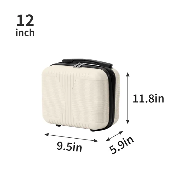 Non-TSA Customs Lock 2-in-1 PP Trolley Case, 12in/20in, PP Off-white