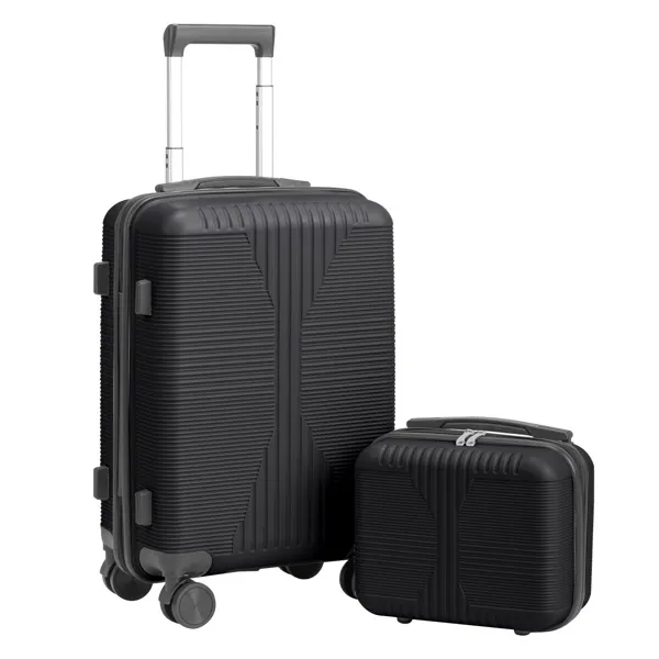 Non-TSA Customs Lock 2-in-1 PP Trolley Case, 12in/20in, PP, Black