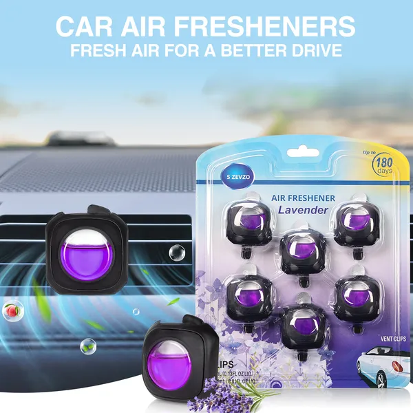 6 Clips Car Lavender Scent Car Air Freshener Car Vent Clip, Long Lasting, 4ml Per Unit Safe Materials Easy To Use, Refresh Anytime