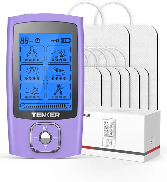 TENS Unit Muscle Stimulator, 24 Modes TENS EMS Machine For Pain Relief Therapy/Pain Management, Rechargeable Electronic Pulse Massager With 2"x2" And 2"x4" TENS Unit Electrode Pads