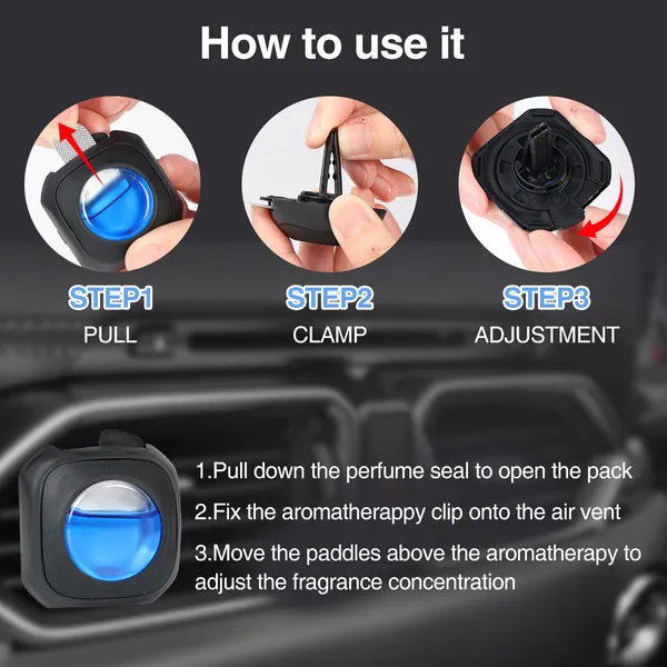 6 Clips Car New Car Scent Car Air Freshener Car Vent Clip, Long Lasting, 4ml Per Unit Safe Materials Easy To Use, Refresh Anytime