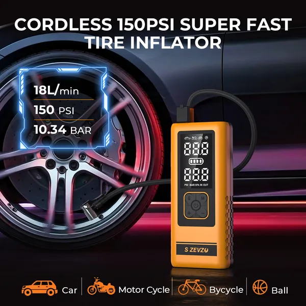 S ZEVZO 2 In 1 4000A Car Jump Starter With Air Compressor Air Inflator Portable Car Battery Charger Jumper Box