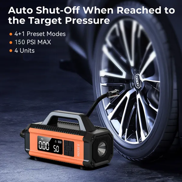 S ZEVZO 2 In 1 Car Jump Starter With Air Compressor Air Inflator Battery Charge Jumper Booster Power Bank Flashlight