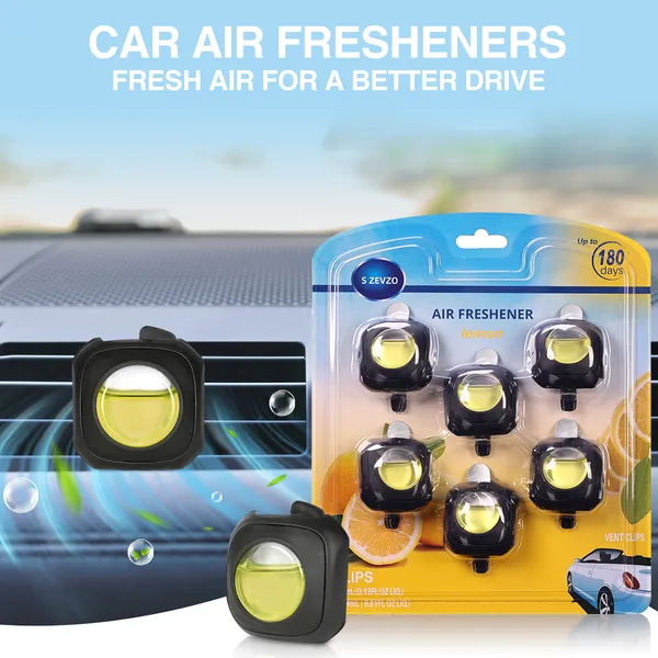 6 Clips Car Lemon Scent Car Air Freshener Car Vent Clip, Long Lasting, 4ml Per Unit Safe Materials Easy To Use, Refresh Anytime
