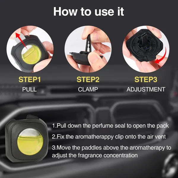 6 Clips Car Lemon Scent Car Air Freshener Car Vent Clip, Long Lasting, 4ml Per Unit Safe Materials Easy To Use, Refresh Anytime