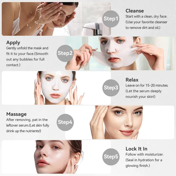 5 SHEETS/BOX Collagen Real Deep Face Masks Skincare Facial Masks For Women Skin... 4