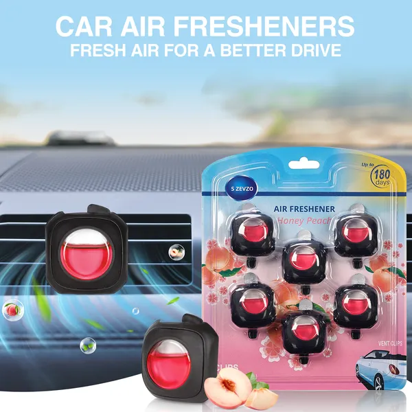 6 Clips Car Honey Peach Scent Car Air Freshener Car Vent Clip, Long Lasting, 4ml Per Unit Safe Materials Easy To Use, Refresh Anytime