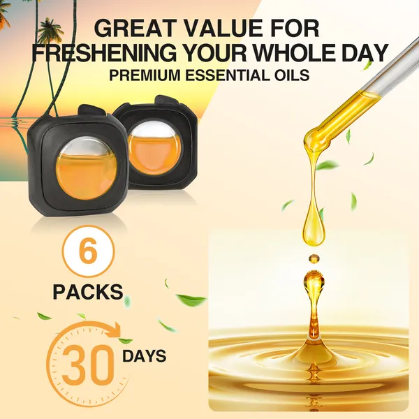 6 Clips Car Hawaiian Scent Car Air Freshener Car Vent Clip, Long Lasting, 4ml Per Unit Safe Materials Easy To Use, Refresh Anytime S ZEVZO