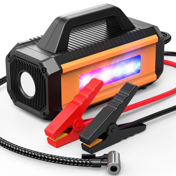 S ZEVZO 2 In 1 Car Jump Starter With Air Compressor Air Inflator Battery Charge Jumper Booster Power Bank Flashlight