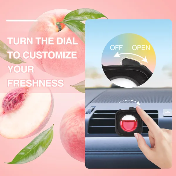 3 Clips Car Peach Scent Car Air Freshener Car Vent Clip, Long Lasting, 4ml Per Unit Safe Materials Easy To Use, Refresh Anytime