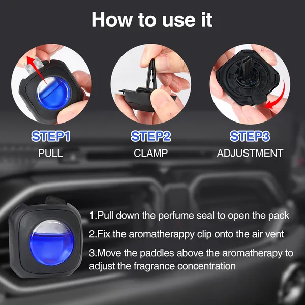 6 Scent 6 Clips Car New Car Scent Car Air Freshener Car Vent Clip, Long Lasting, 4ml Per Unit Safe Materials Easy To Use, Refresh Anytime