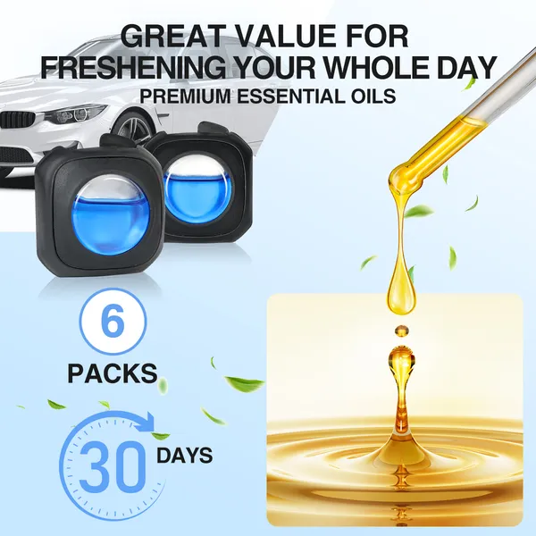 6 Clips Car New Car Scent Car Air Freshener Car Vent Clip, Long Lasting, 4ml Per Unit Safe Materials Easy To Use, Refresh Anytime